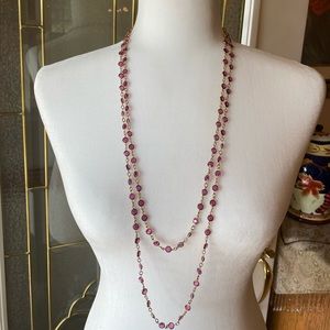 Vintage, 2  Fuchsia Crystal Chain Link Necklaces